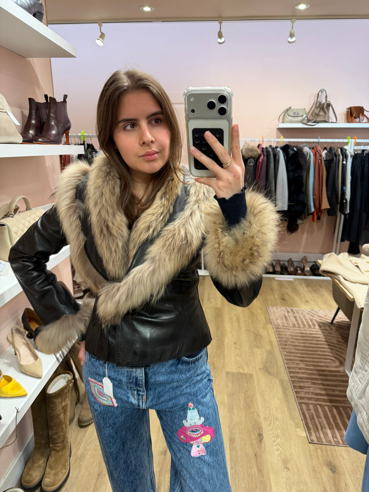 Veste en cuir fourrure T.36 Rizal 19/09