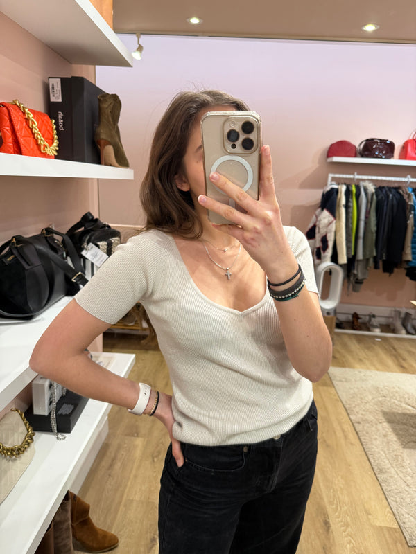 Pull blanc brillant MC Max Mara Taille Ts/M