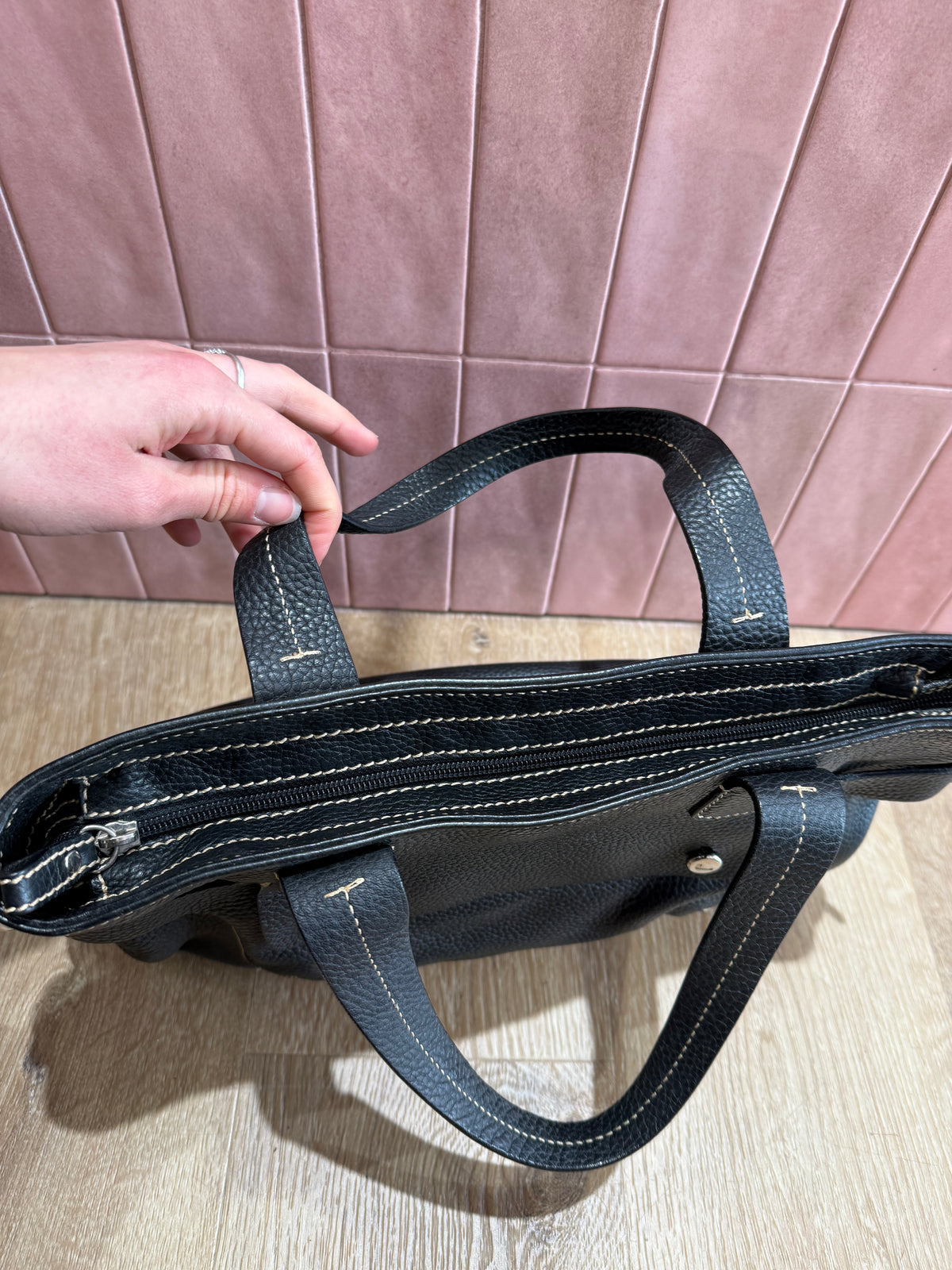 Sac noir lancel cuir grainé
