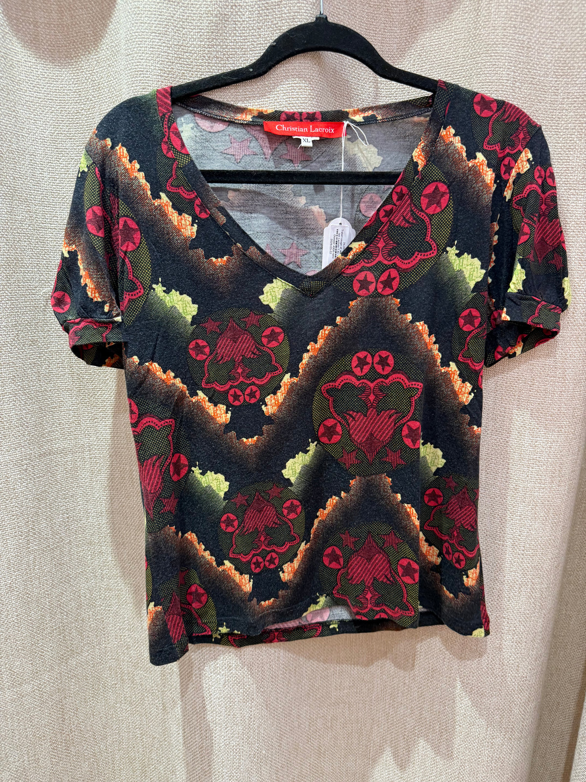 T-shirt rouge et vert Christian Lacroix T.XL