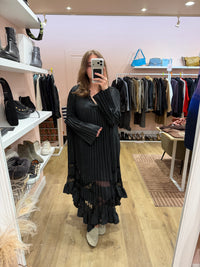 Claudie Pierlot - Robe noire plissée transparente, neuve avec étiquette - T.38 01/09