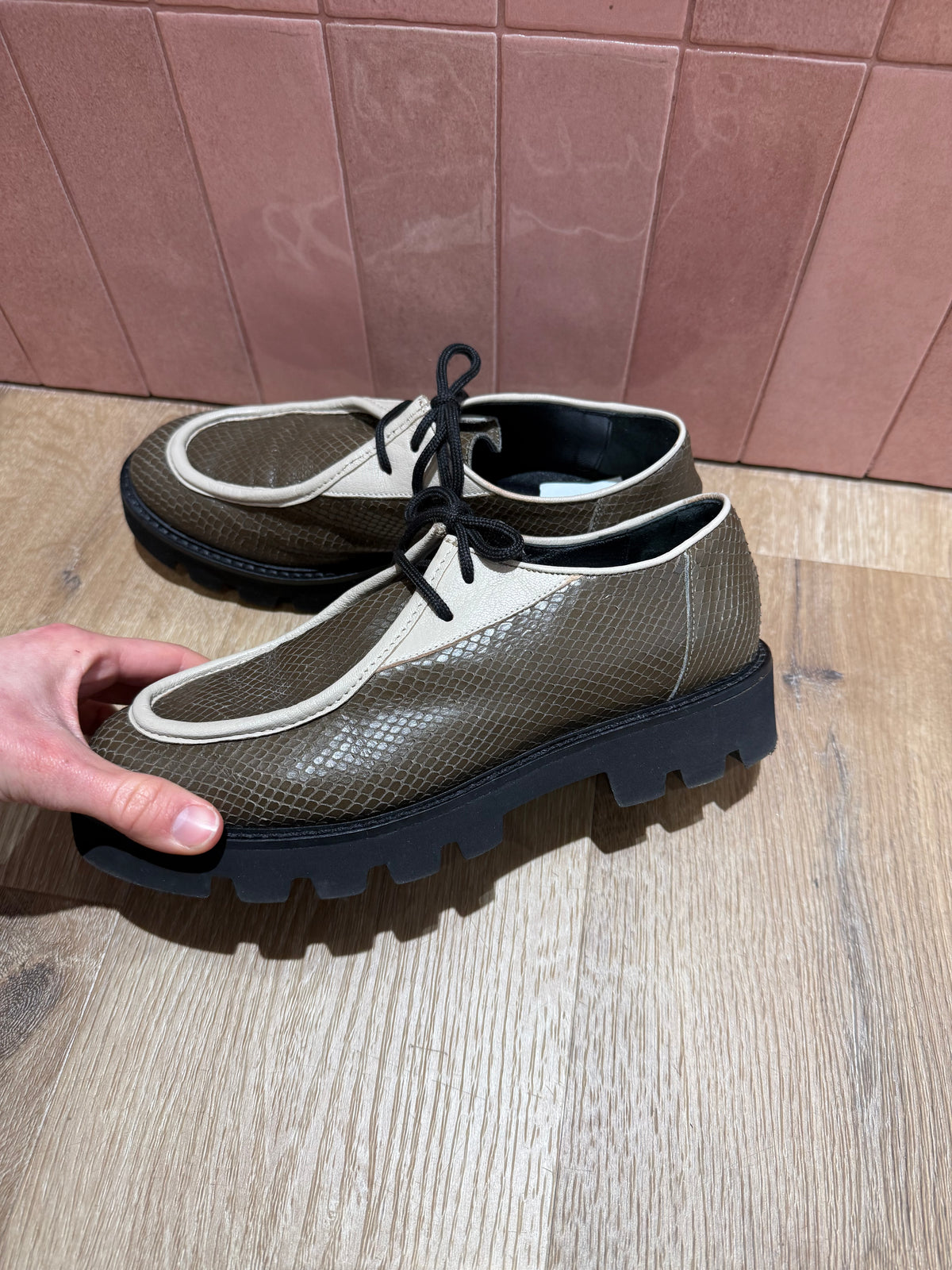 Derbies vertes extralight cuir T.38