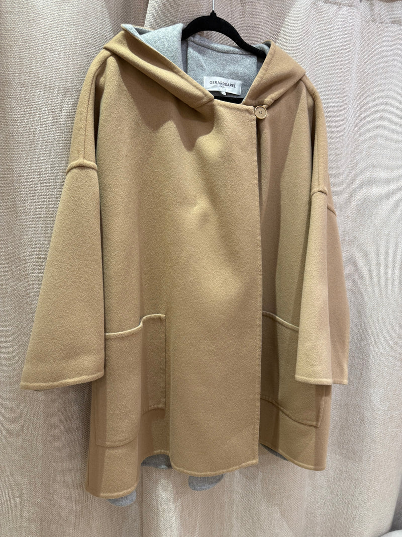 Manteau beige et gris Gérard Darel en laine T.M/L