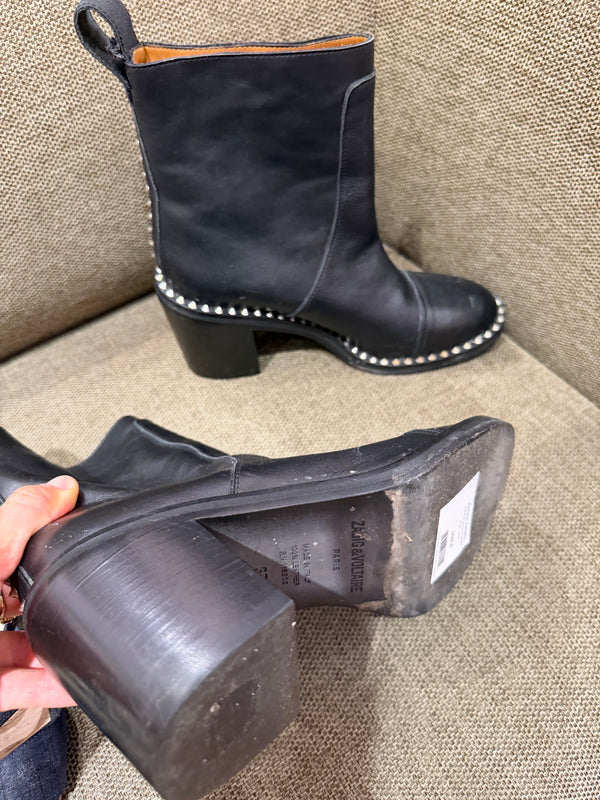 Zadig & Voltaire - Bottines noires à talons - T.37 01/09