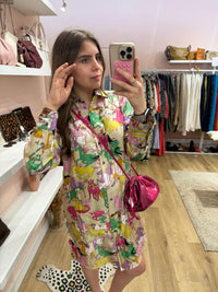 Zadig & Voltaire Robe Beige et verte Robe soie chevaux T.S/M 30/06