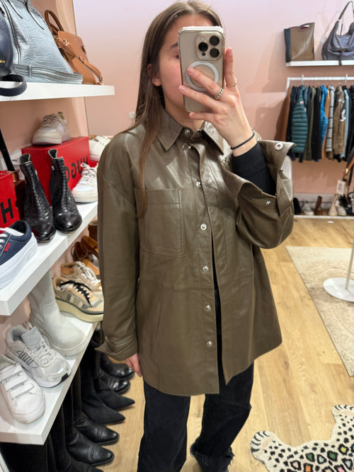Chemise/ veste en cuir kaki seconde female T.M 28/09
