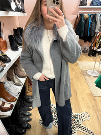 Gilet gris Weill T.44 fourrure / laine / cachemire