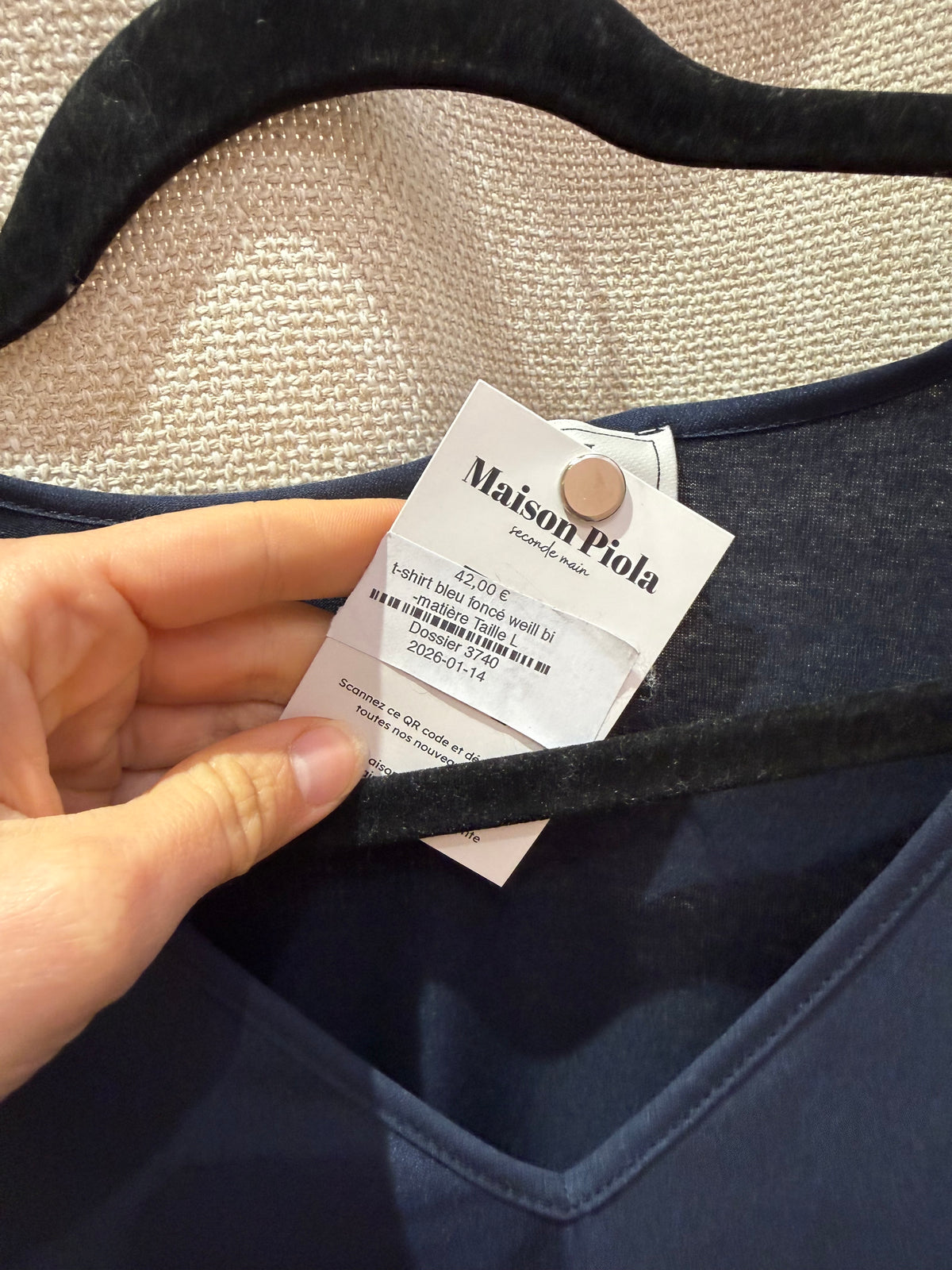 t-shirt bleu foncé weill bi -matière Taille L