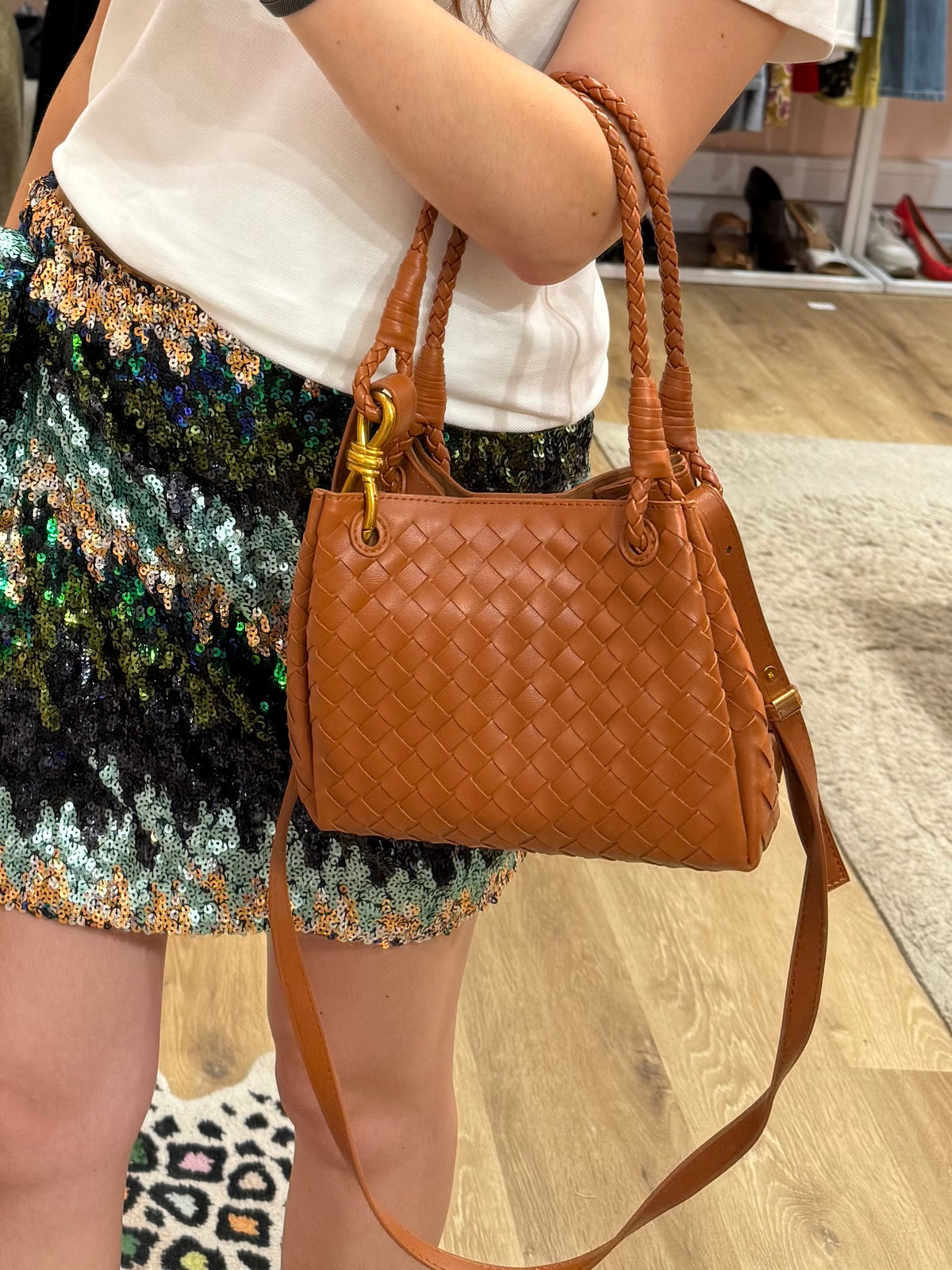 Sac simili cuir marron croisé 12/07