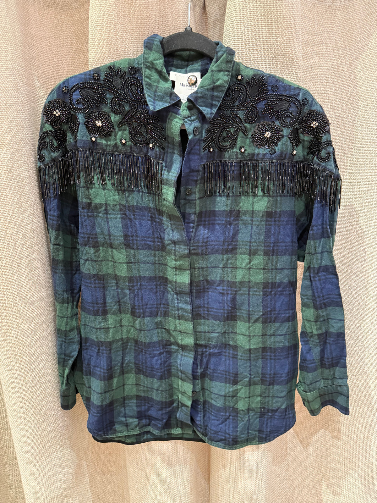 Chemise verte et bleue carreaux Sandro