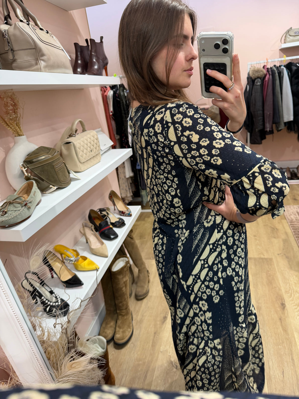 Robe Ba&sh longue bleu marine et beige T.S 21/09