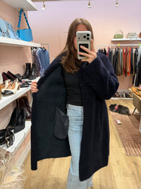 Manteau bleu nuit peau lainé Gérard Darel T.38 (L) 14/09