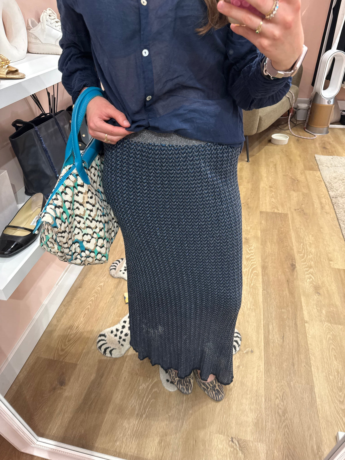 Jupe longue bleue brillante Ange T.S 26/05