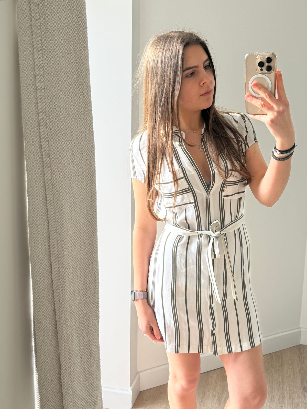 Robe blanche rayures vertes IKKS T.S