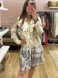 Zadig & Voltaire Robe Blanche rose et jaune Robe soie T.L 30/06