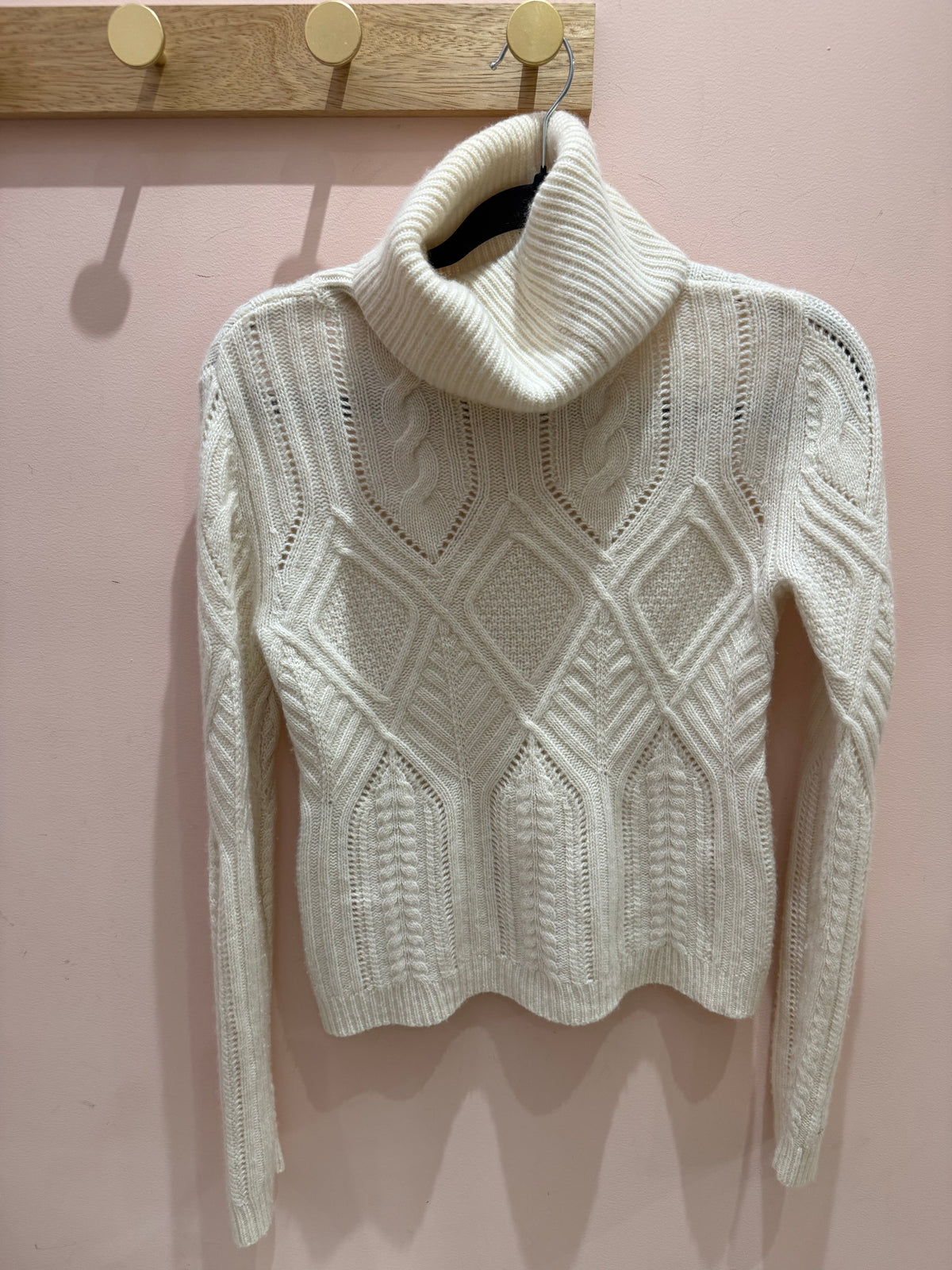 Pull blanc cachemire vintage S