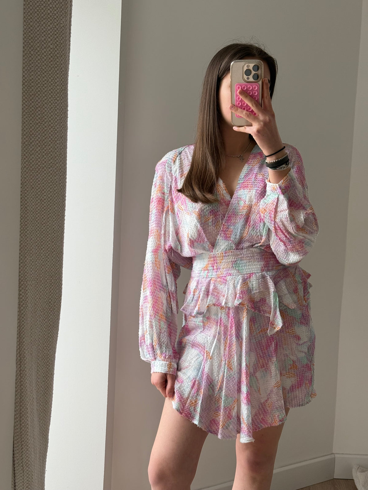 Robe Iro rose et verte T.S