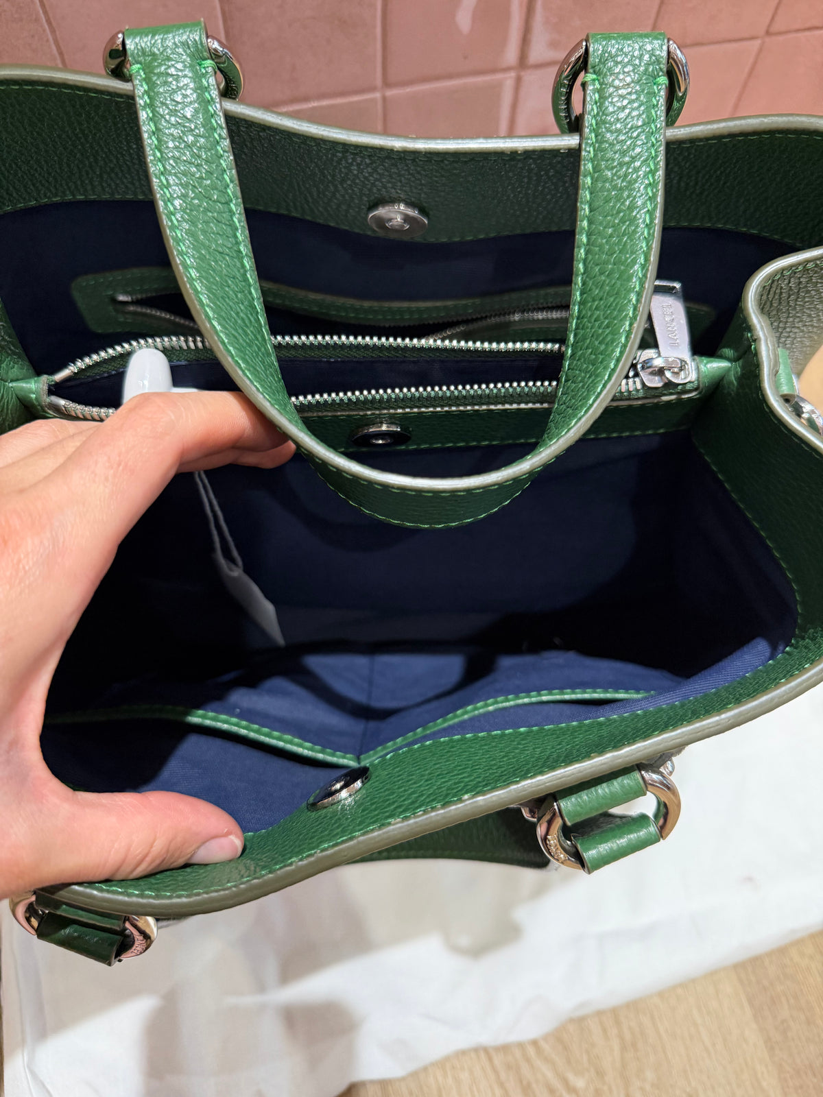 Lancel sac cabas vert 02/09 cuir