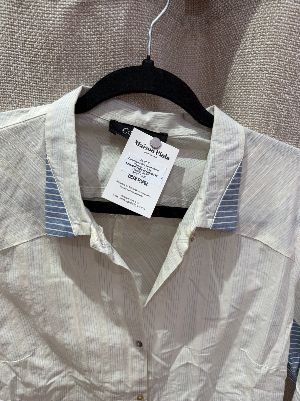 Chemise blanche et bleue Cotelac — T.M