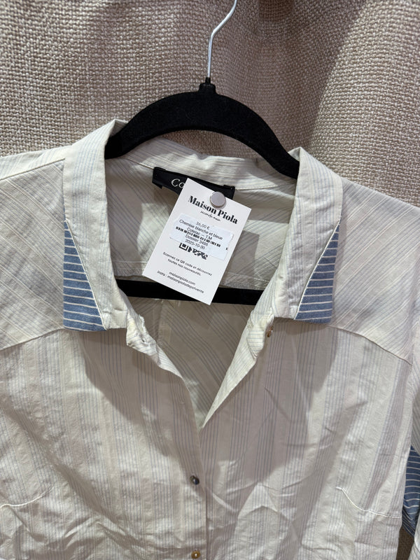 Chemise blanche et bleue Cotelac — T.M