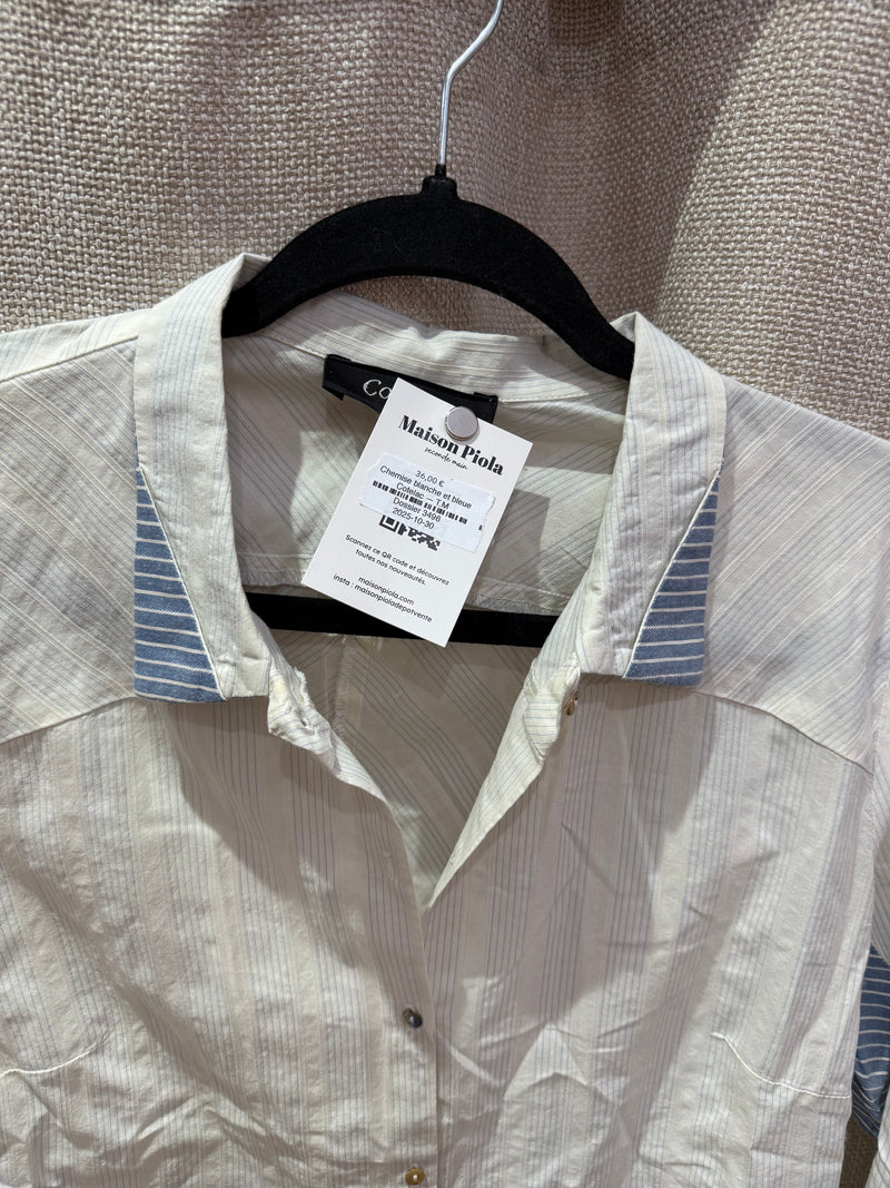 Chemise blanche et bleue Cotelac — T.M