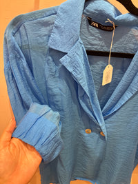 Chemise bleu roi transparente Zara