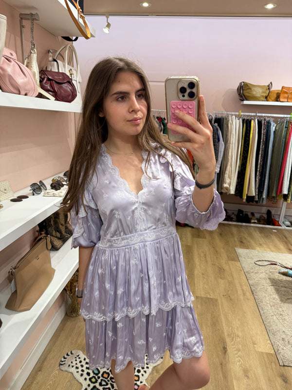 Maje Robe Violette Robe satin T.40 01/07