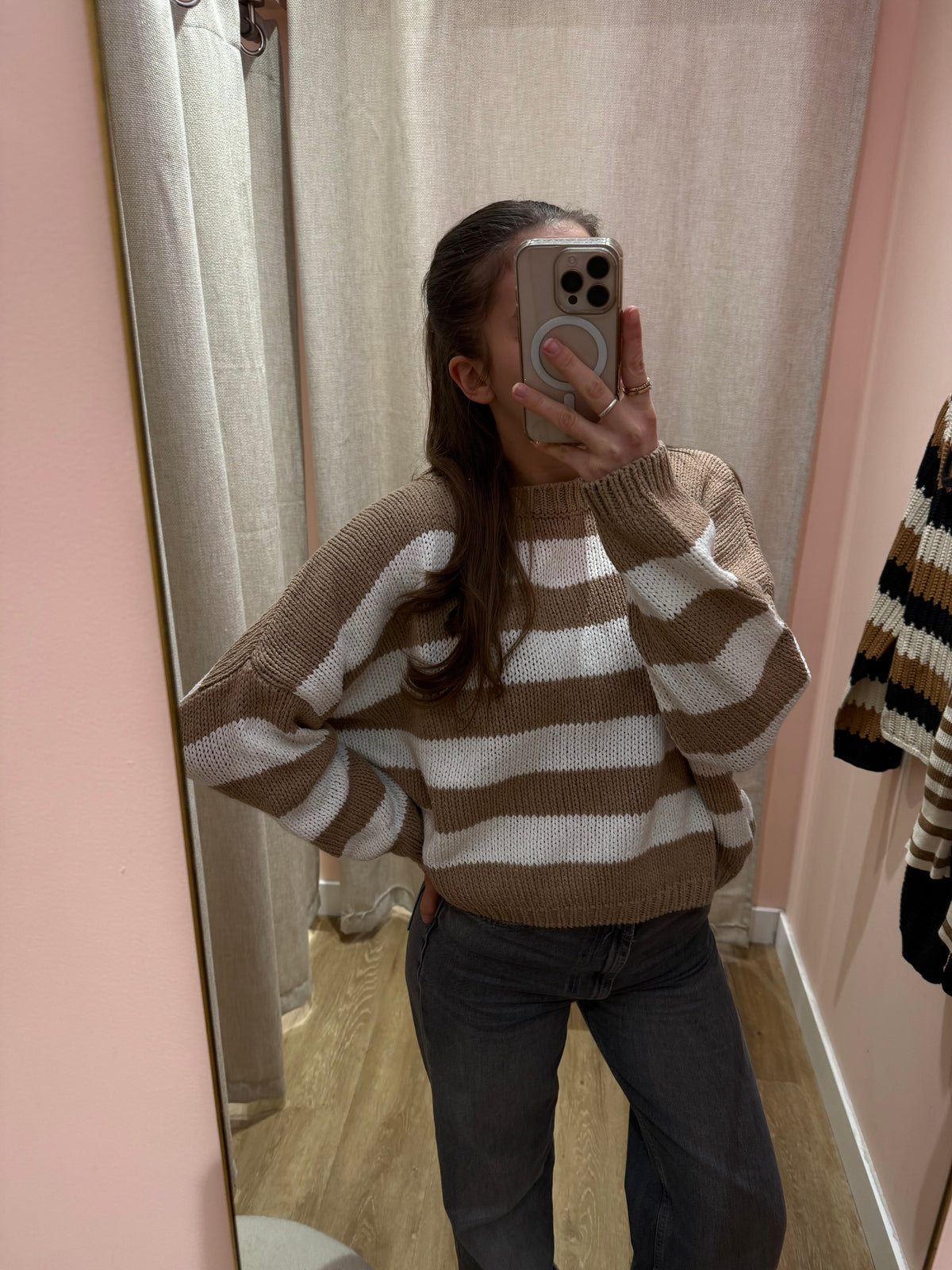 pull camel et blanc rayures o mer Taille S