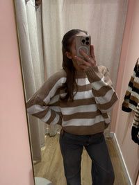 pull camel et blanc rayures o mer Taille S