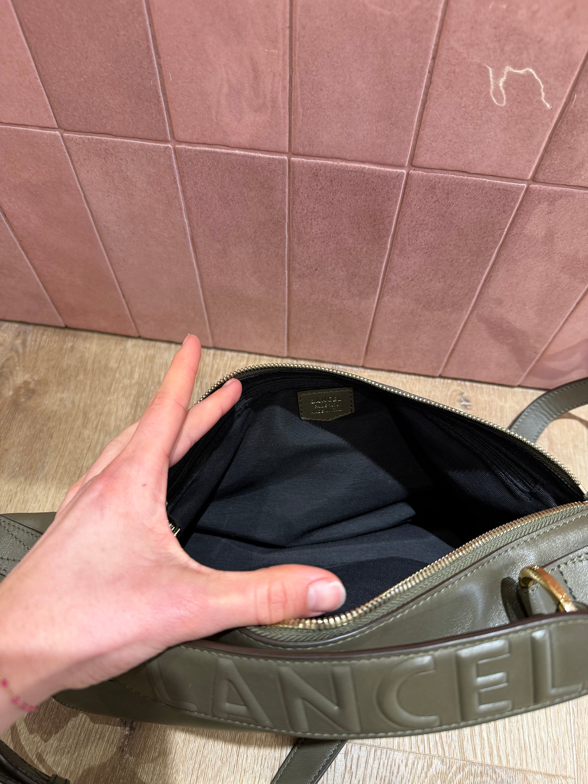 Sac lancel vert en cuir