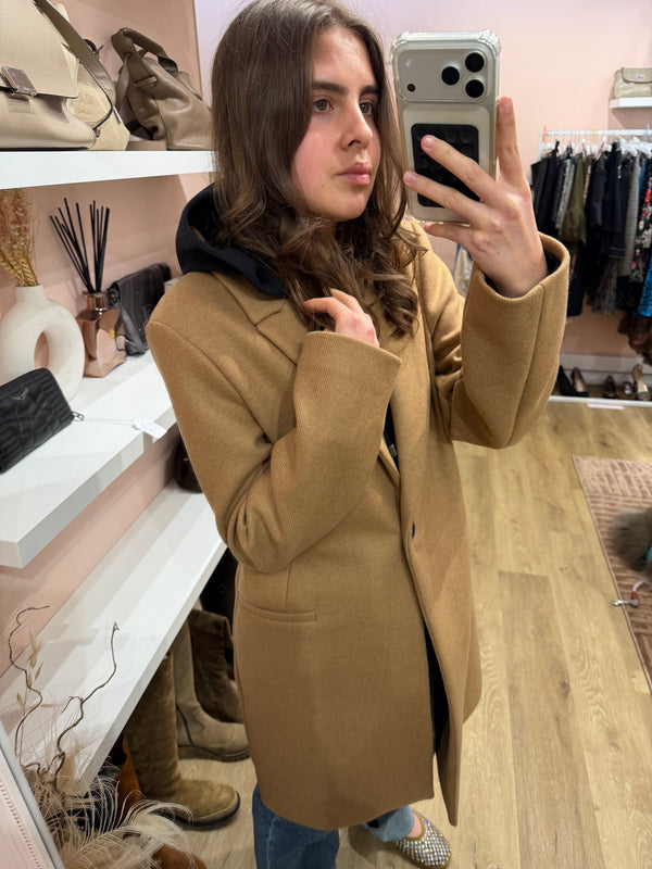 Manteau beige IKKS à capuche noire - T.M 12/10