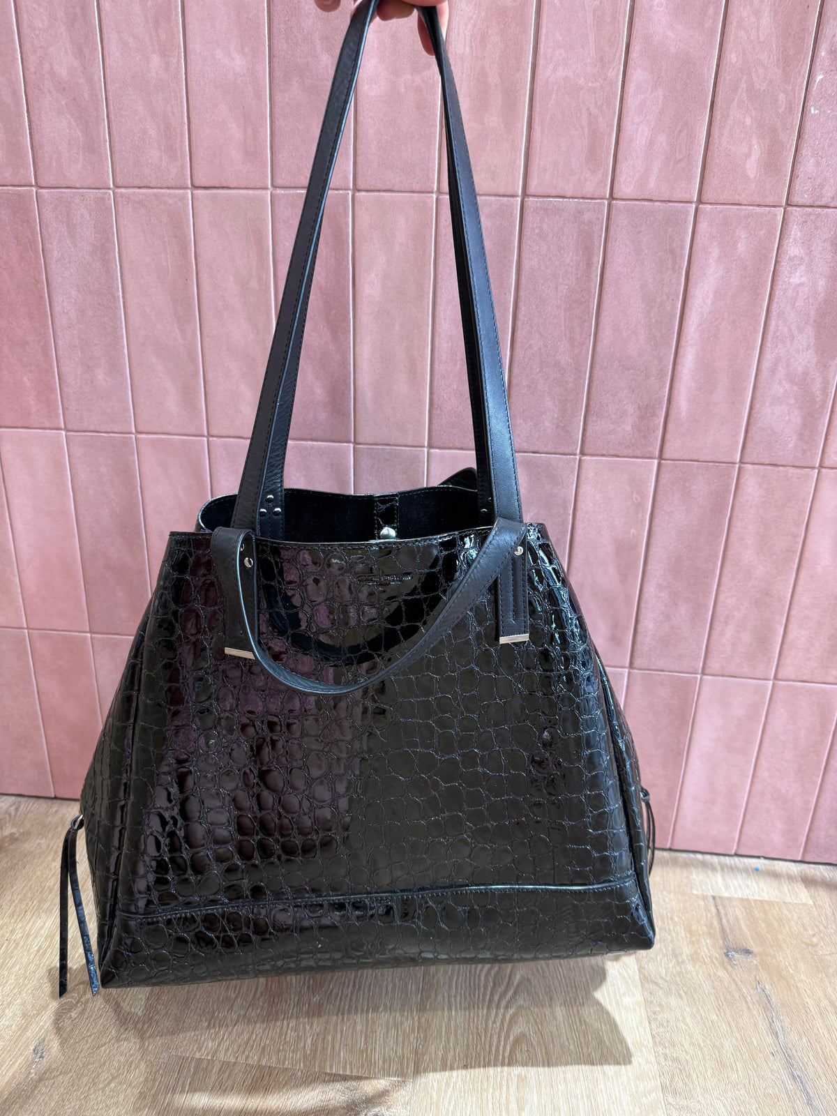 Sac noir croco Jérôme Dreyfuss 24/06
