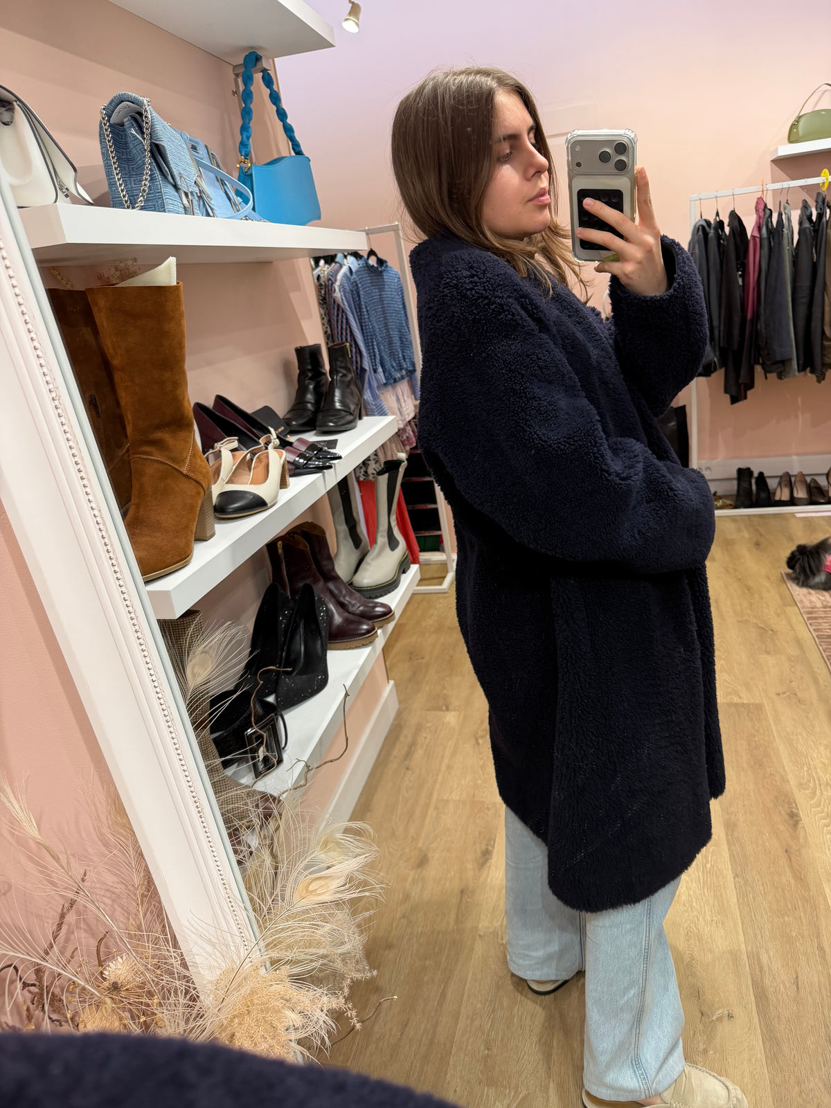 Manteau bleu nuit peau lainé Gérard Darel T.38 (L) 14/09