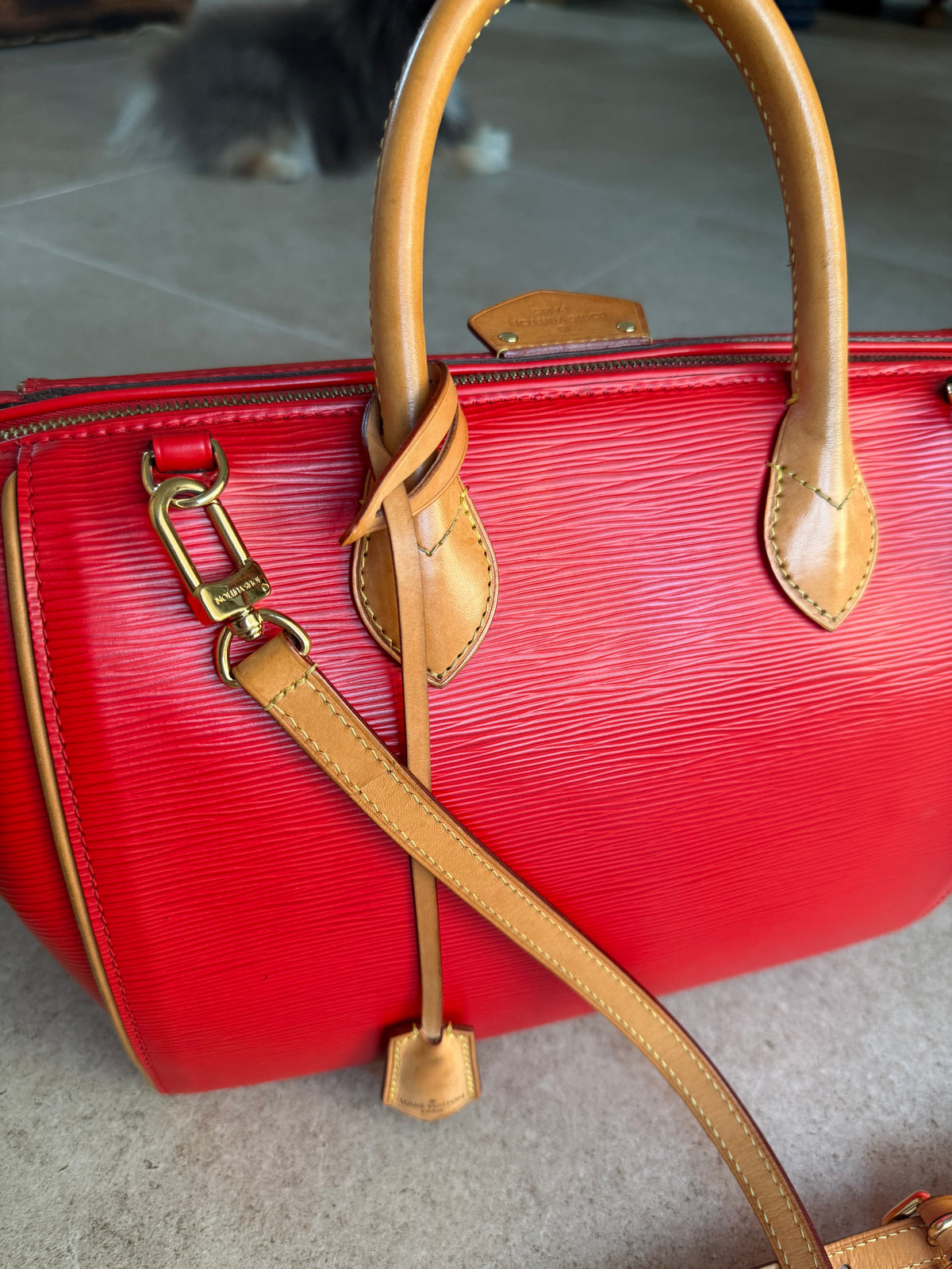 Louis Vuitton cuir Épi rouge doc MM