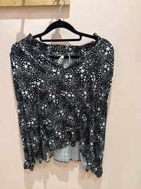 Blouse Maje noire étoiles blanches T.L