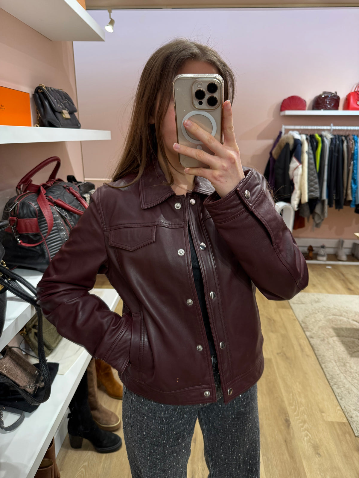 Veste en cuir Caroll T.40/42