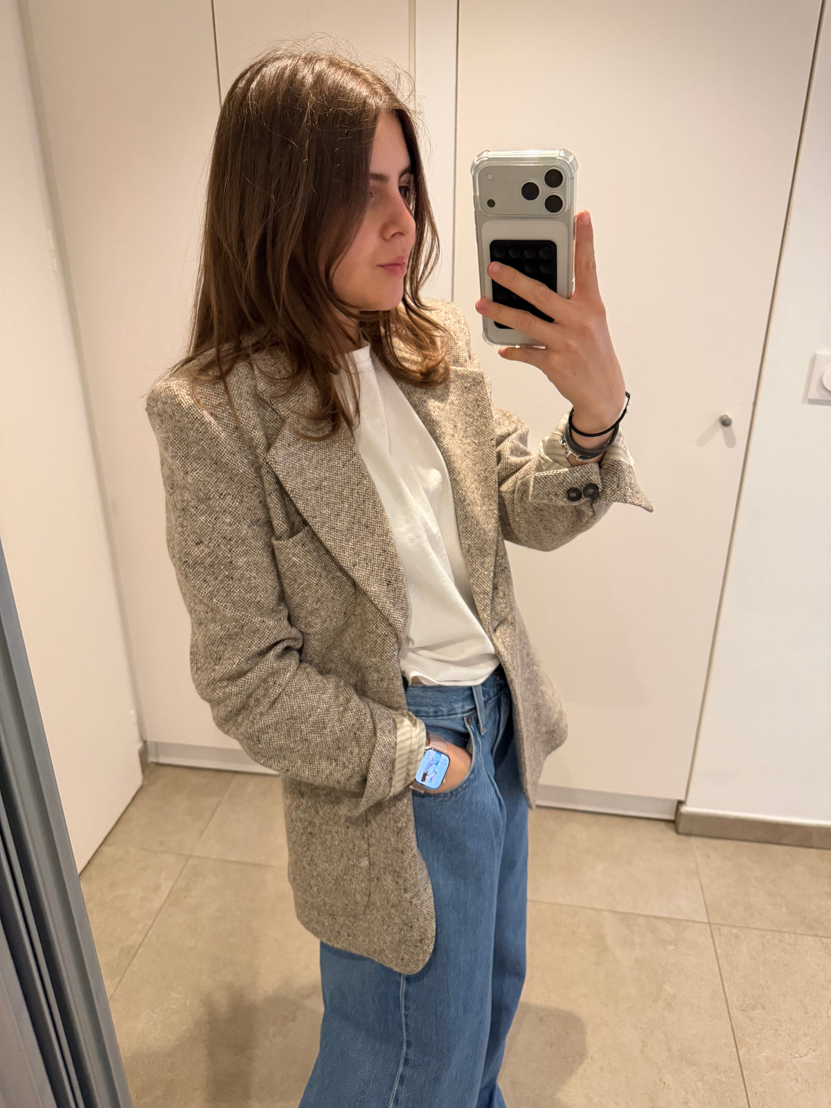 Veste blazer Vanessa Bruno T.38 beige 80% laine 17/08
