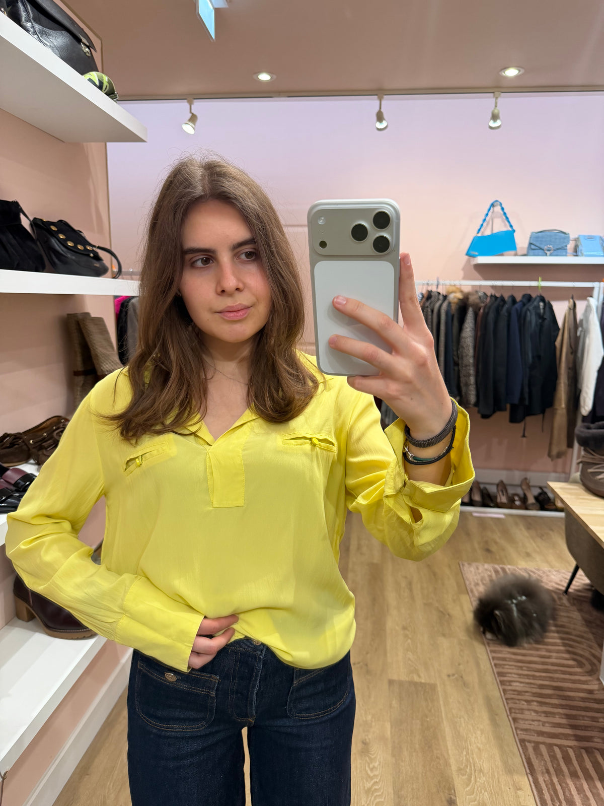 Atos Lombardini chemise jaune en soie T.40 07/09
