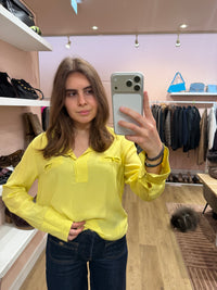 Atos Lombardini chemise jaune en soie T.40 07/09