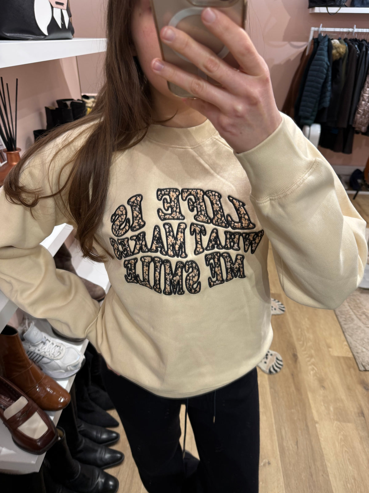 Sweat beige écriture marron Sandro T.S