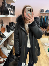 Veste noire Rizal en peau laine T.38