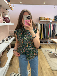 Sans marque Top Bleu fleurs rouges T.34 01/07