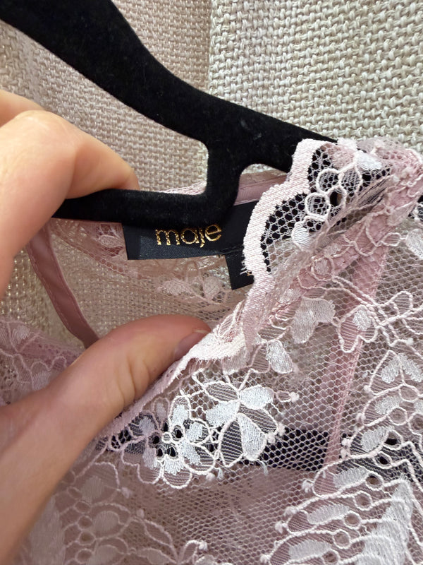 Maje Blouse rose en dentelle T.M 24/10