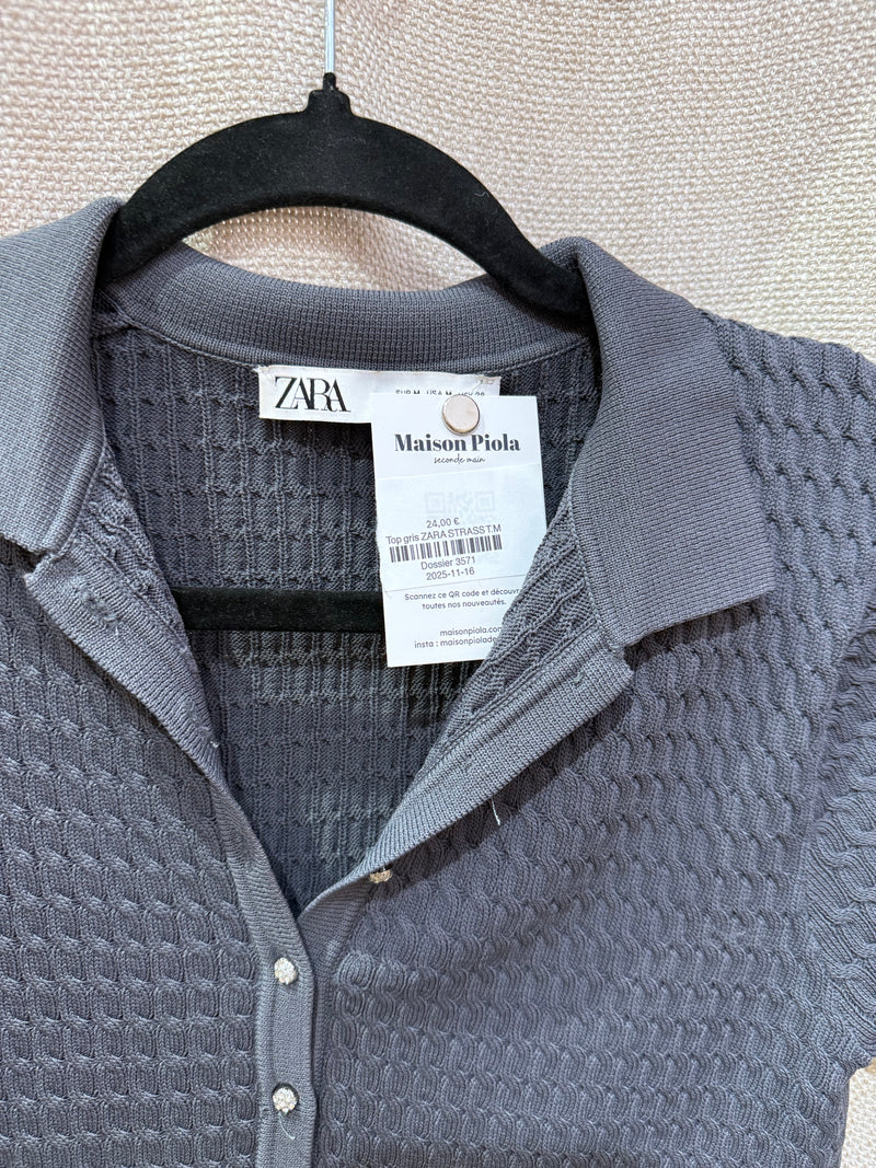 Top gris ZARA STRASS T.M