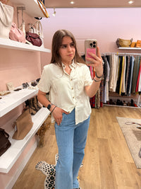 Blouse beige manches courtes Sézane T.38 01/07