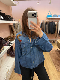 The Kooples - Chemise courte en jean cloutée - T.XS 07/09