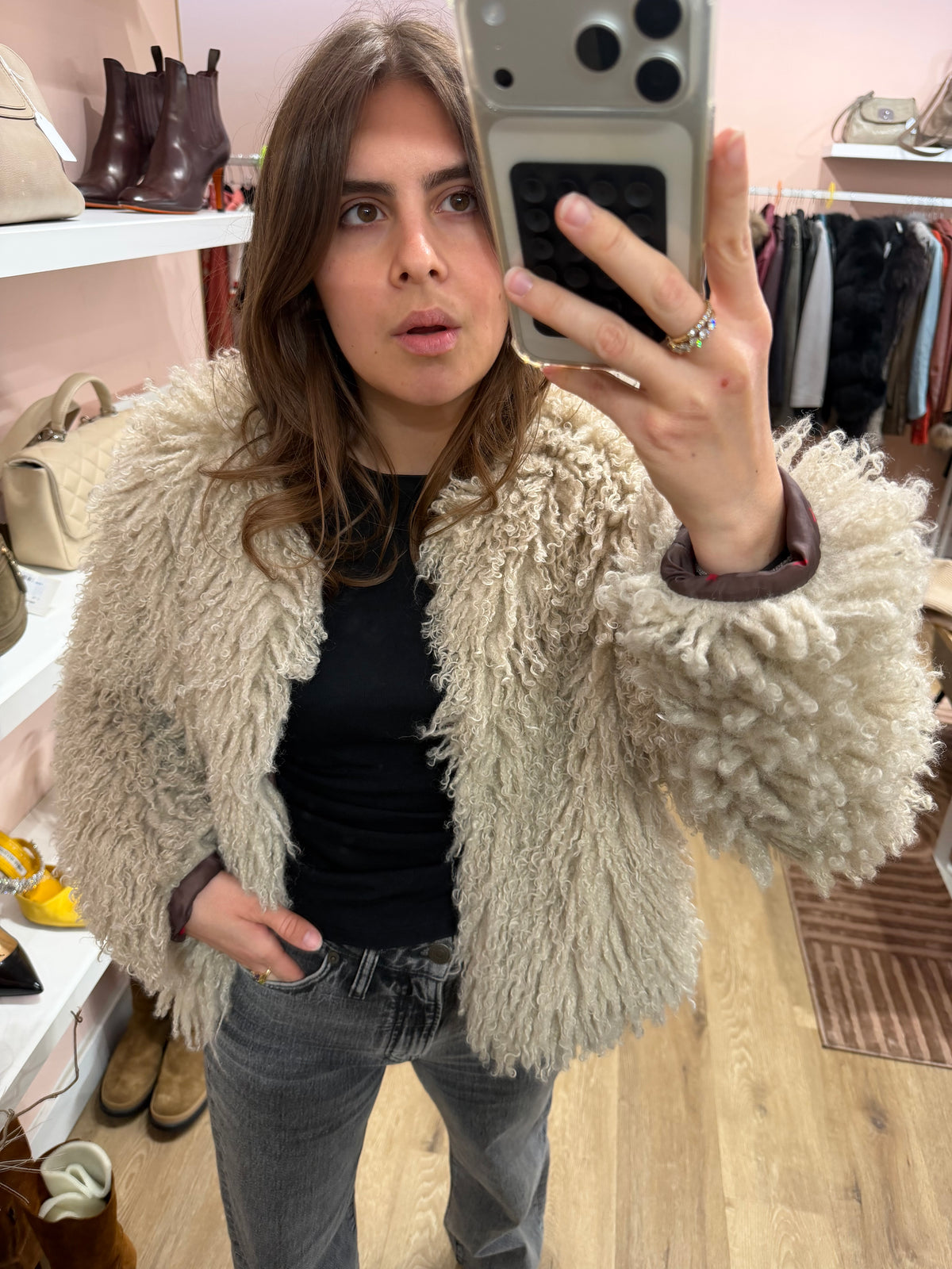 Veste beige à froufrous Grugmama T.S 20/09