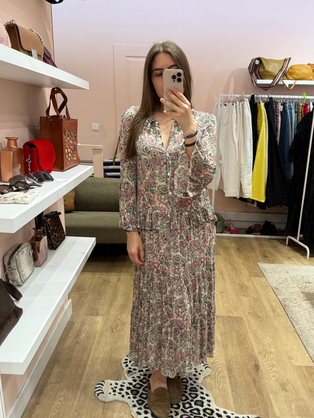 Robe longue beige et rose Vanessa Bruno T.40 12/07