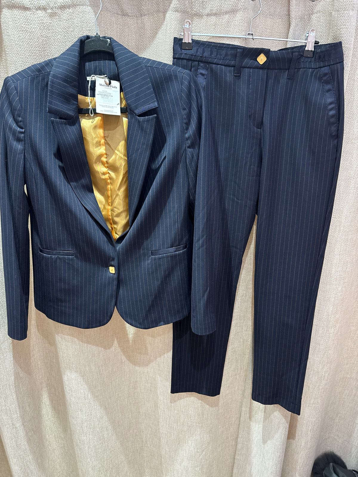 Ensemble Elora bleu rayures marron T.34