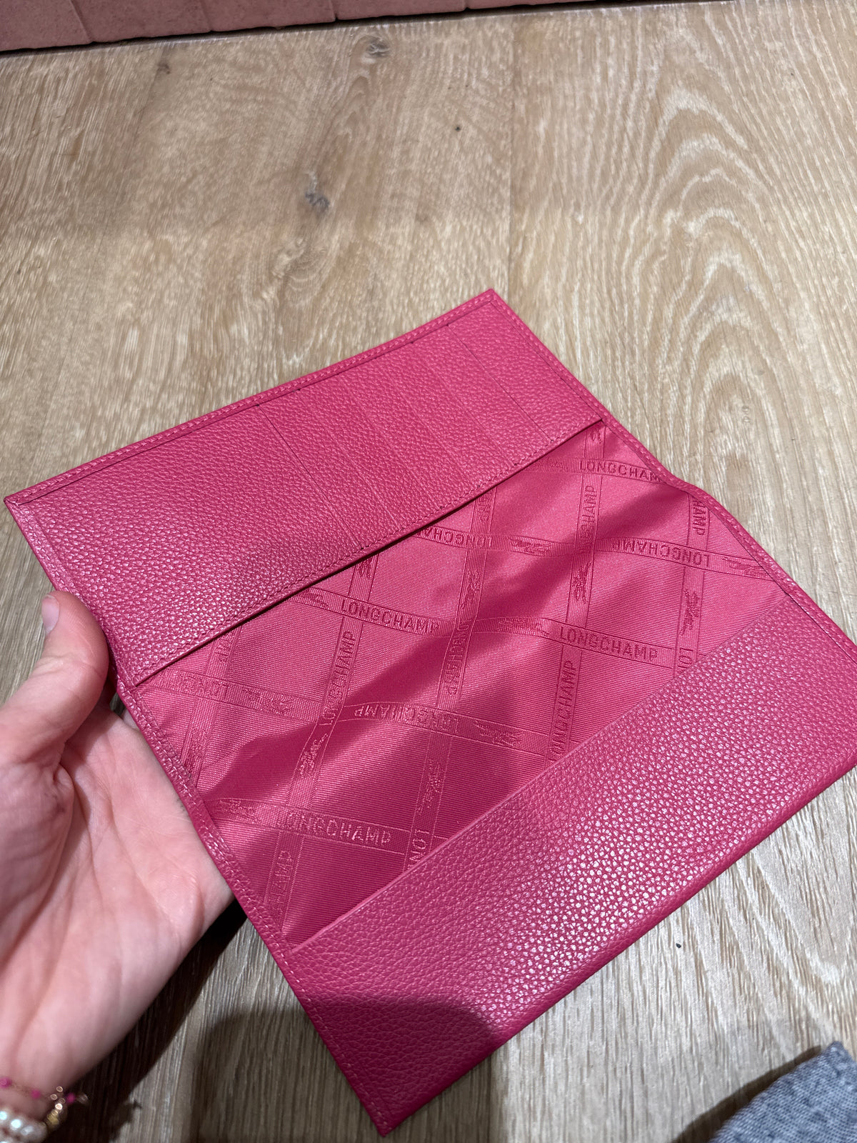 Porte-carte en cuir Longchamp rose